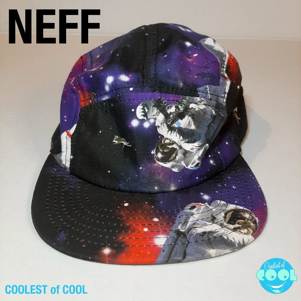 NEFF astronauts in space hat all over print soft material adjustable strap OSFM